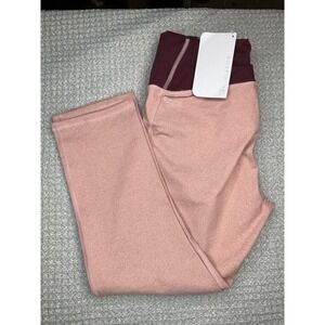 Fabletics‎ Womens Active High Waisted Crop Leggings Pink Burgundy L NWT